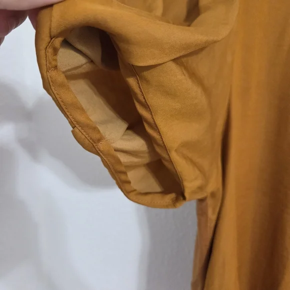 Anthropologie Dolan Mustard Puff Sleeve Top - Picture 4 of 14